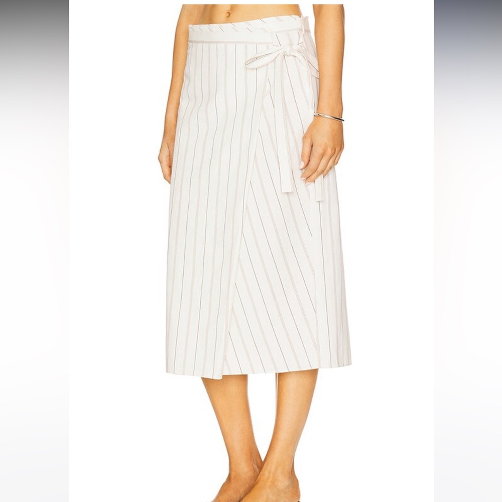 NWT Vince Seedling Stripe Wrap Skirt in Off White & Marigold 2